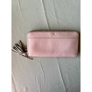 Fossil Women's Blush Flat Wallet with Gray Tassel Zipper